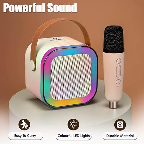 Wembley Rechargeable Karaoke Mic with Speaker for Singing | Wireless Mini Portable Bluetooth Speaker with Microphone & LED Lights | Cute Birthday Gift for Kids Musical Toys for Boys, Girls and Adults - Image 5