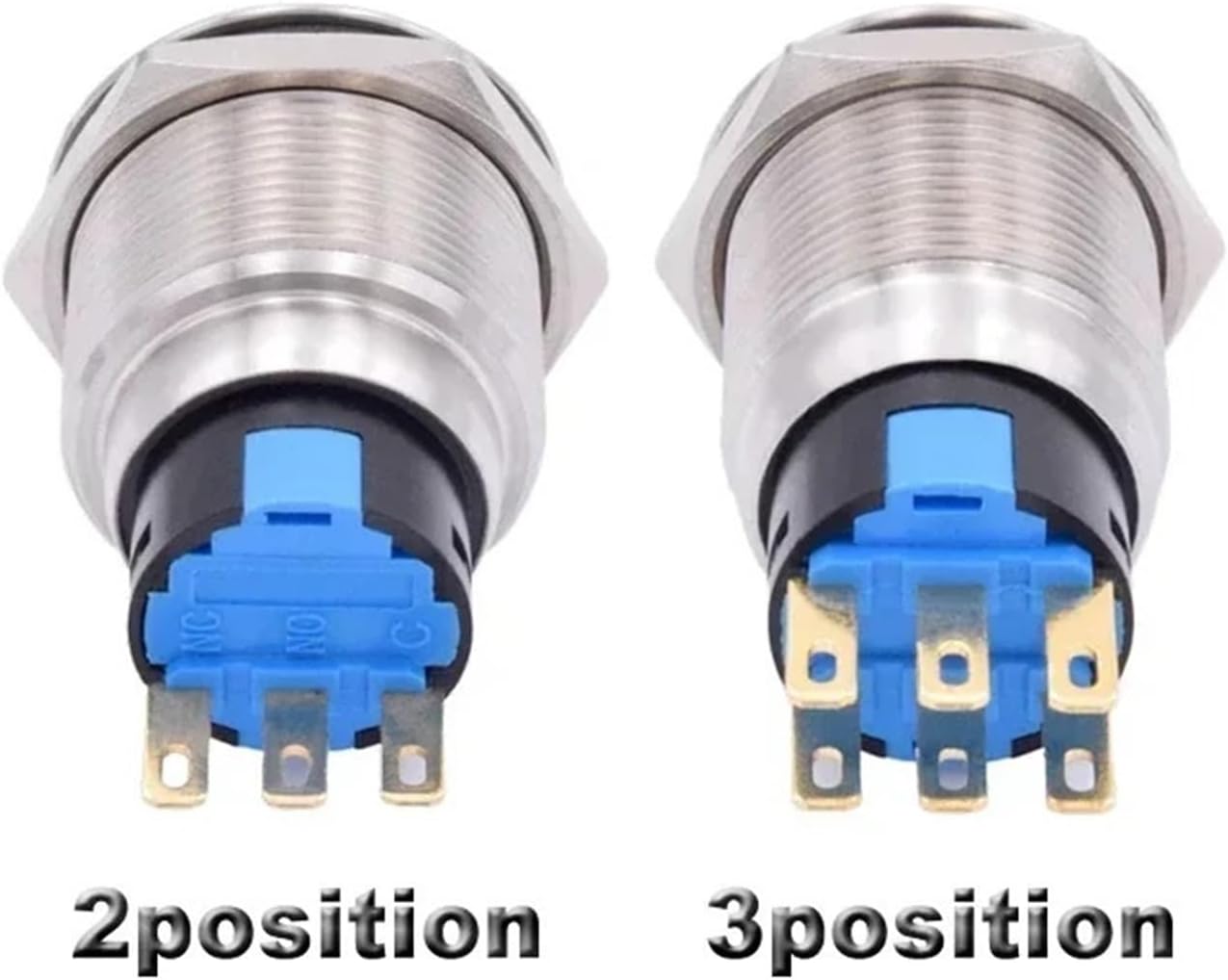 16mm 19mm 22mm Waterproof Metal Rotary Key Selector Switch 2 3 Position Stainless Steel Push Button Lock Switch Latching 1NO1NC(Harness,2position(3 pins))