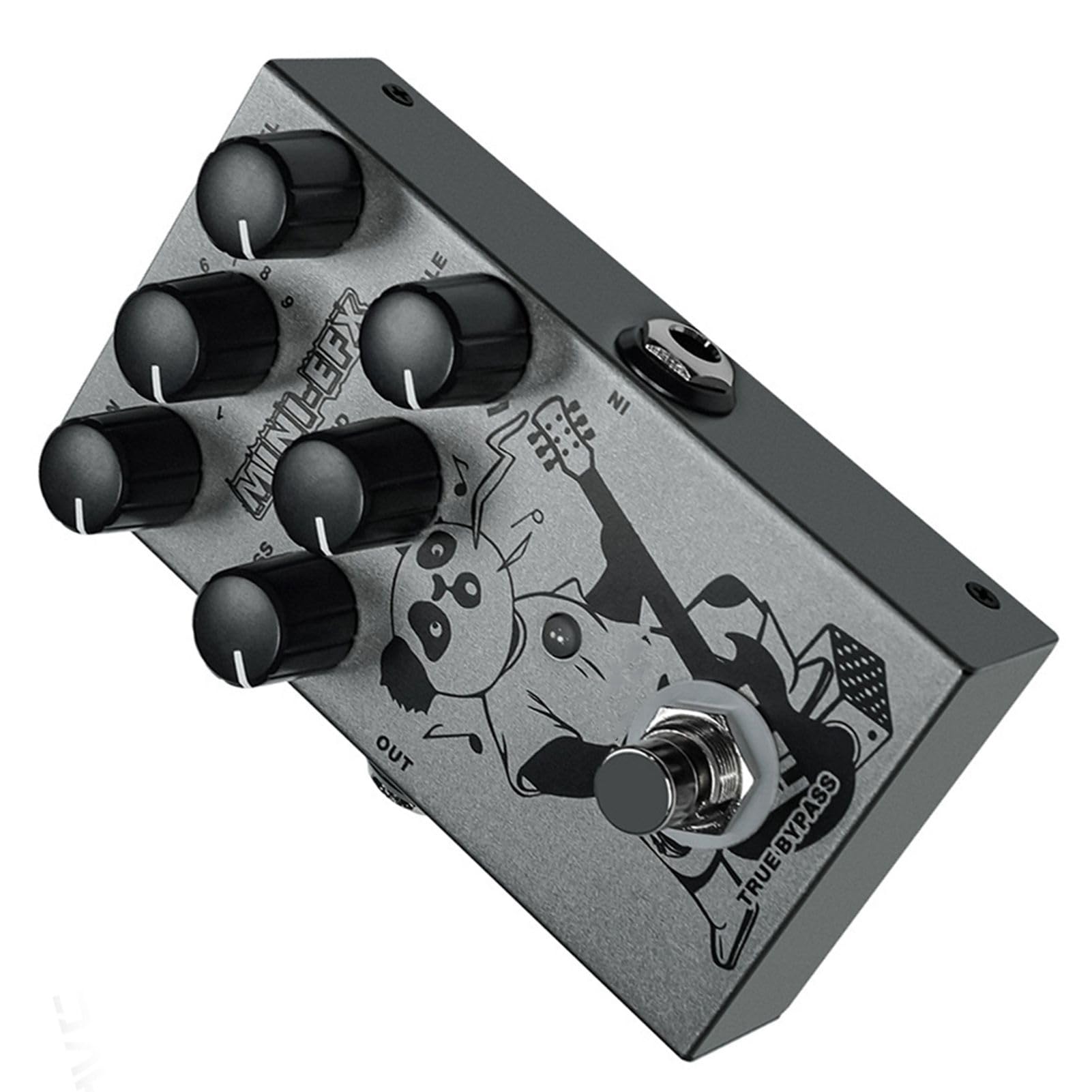 Alomejor Mini Gitara z Zniekształconym Pedałem, Metalowa Konstrukcja Premium, 9 Tonów, Regulacja Korektora dla Muzyków w Ruchu, Rozmiar Metalowy