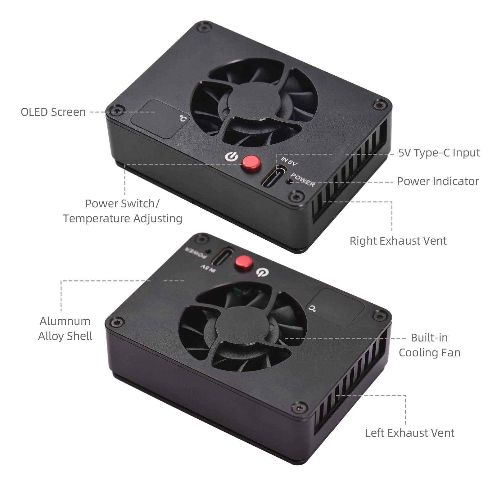 Andoer FS-04A Kamera-Lüfter, externes Kühlsystem mit Temperatureinstellung, OLED-Display, 4 Stück Montageadapterplatten für Sony A7M4/ZVE1/A6700/A7C2/A7S3, für Canon R5/R6/R7, für Fujifilm XT4-Kameras
