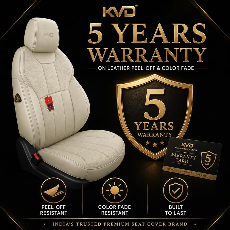 Image of KVD AUTOZONE Superior Leather Luxury Car Seat Cover Compatible with Maruti Suzuki Swift Dzire Full Beige (5 Year Warranty) - D083 /56