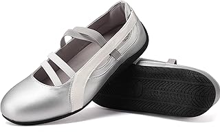 MAVMAX Mary Jane Shoes Ballet Sneakers for Women Casual Sneakers with Elastic Strap Non Slip Women's Ballet Flats with Foam Insole for Comfortable Daily Outgoing Work