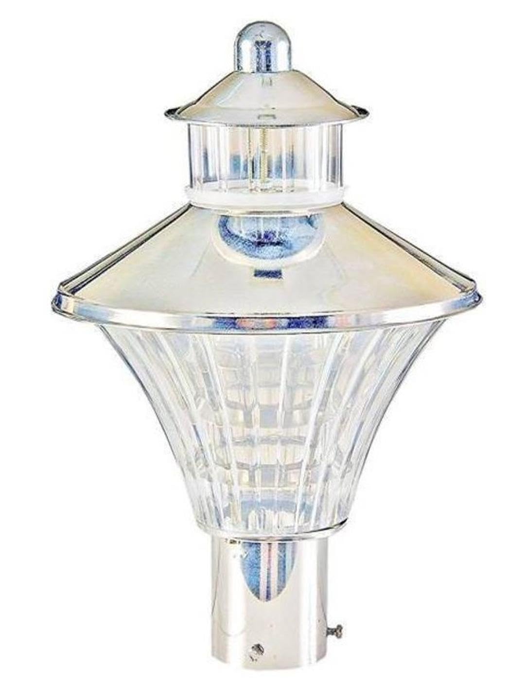 1st Time Attractive & Stylish Waterproof Outdoor Gate Lamp ? Silver & White, 22.4 x 22.4 x 31 CM, Perfect for Garden, Lawn, and Outdoor Lighting 1