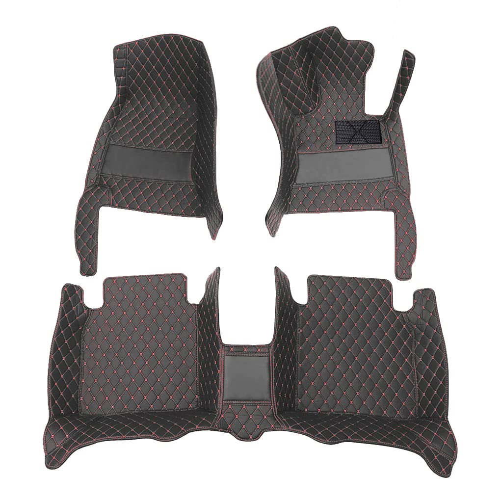Cobear Alfombrillas de Coche a Medida para el 98% de los Modelos de Coche Alfombrillas Protectoras de imitación de Cuero Antideslizantes y aptas para Cualquier Clima Negro y Rojo