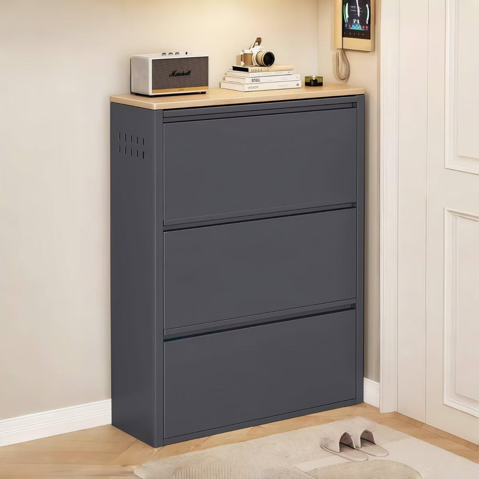 Amazon｜EazyRack シューズボックス 下駄箱 靴箱 スチール製 斜め置き