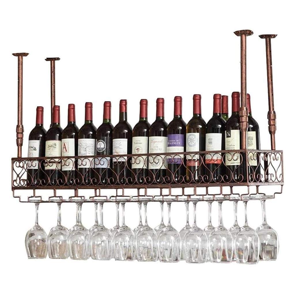 Étagère de décoration suspendue vintage et casier à vin de plafond en fer forgé haut de gamme