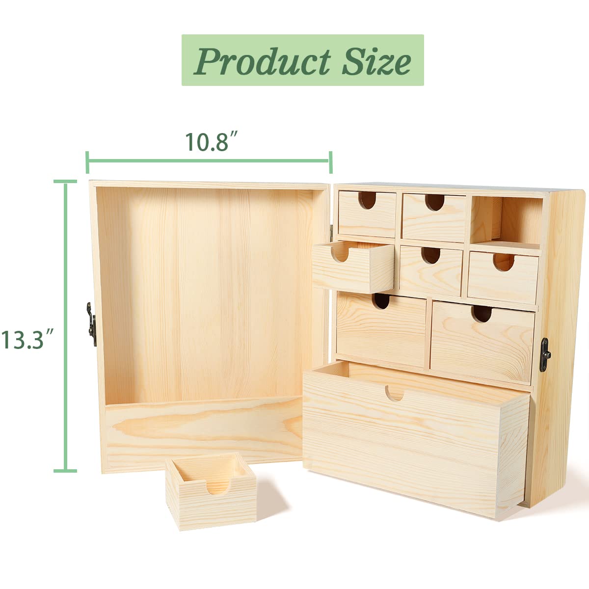 Caja de recuerdos de madera de pino prémium con libro de recuerdos, resistente, amplio almacenamiento para recuerdos