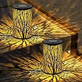 SyouHome Large Solar Lanterns Outdoor Waterproof, 2 Pack Hanging Solar Lanterns, LED Tree Outdoor Lantern for Metal, Waterproof Lantern for Patio Porch Pathway Garden Decor