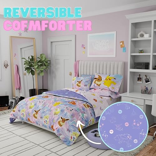 Miniatura 5 de Franco Pokemon Girl Anime Kids Bedding Super Soft Comforter and Sheet Set with Sham, 7 Piece Full Size, (Official Licensed Product)