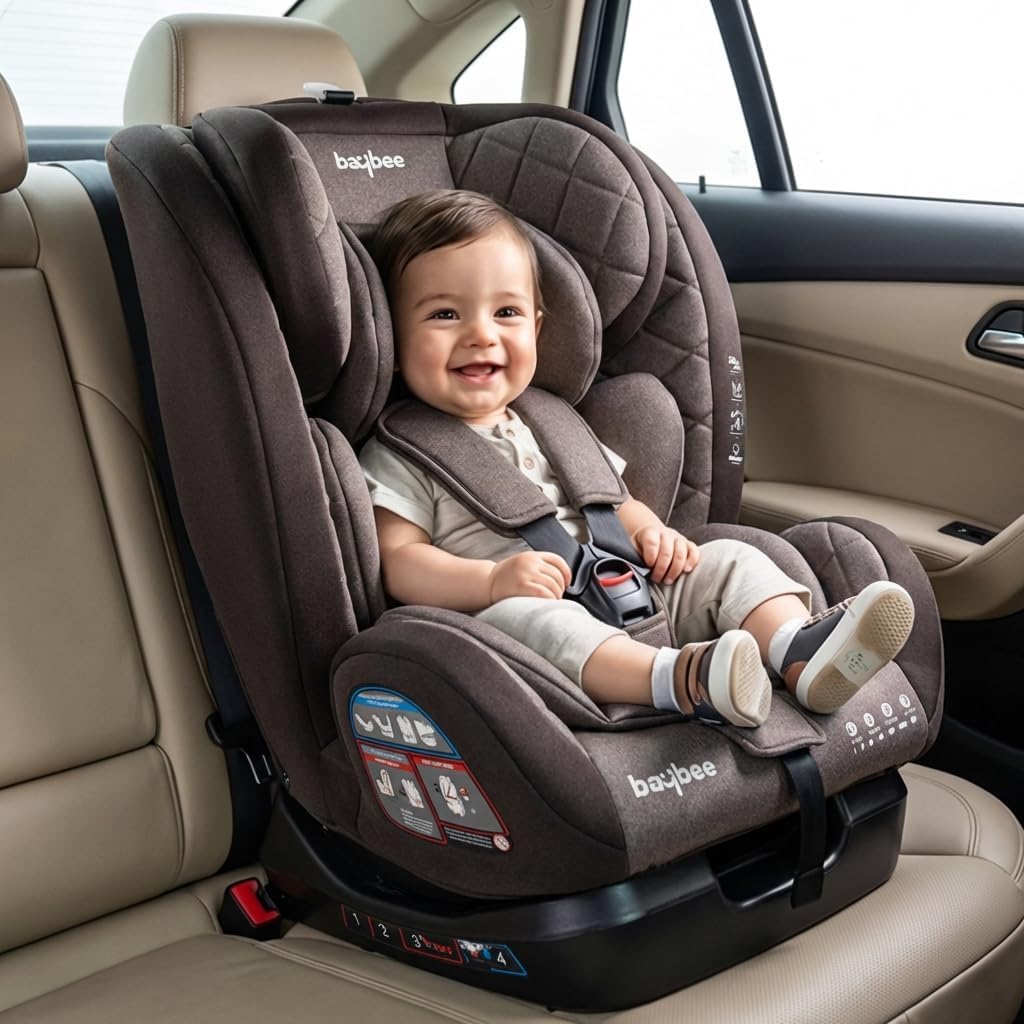 Baybee Convertible Car Seat for Baby 0 to 12 Years with ISOFIX, 3 Position Recline, Headrest Adjustable | ECE R44/04 Safety Certified | Travel Baby Car Seat for Toddlers Kids Boys Girls (Brown)-image-48