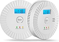 Vista 1 de 2 Packs Smoke and Carbon Monoxide Detector Powered by Battery,Smoke Detector Carbon Monoxide Detector Combo with Large LCD Display, Portable Fire