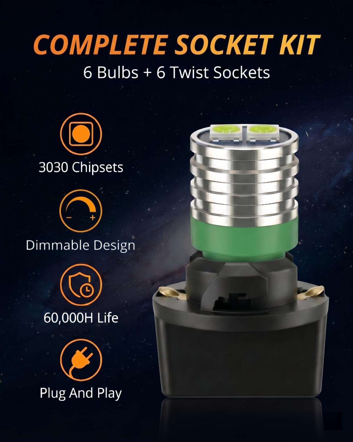 WLJH 194 Led Bulb PC195 PC194 PC168 Car Dashboard Instrument Panel Bulbs 168 2825 T10 Led Twist Socket Locks Dash Lights Gauge Cluster Led Super Bright (Green,Pack of 6)