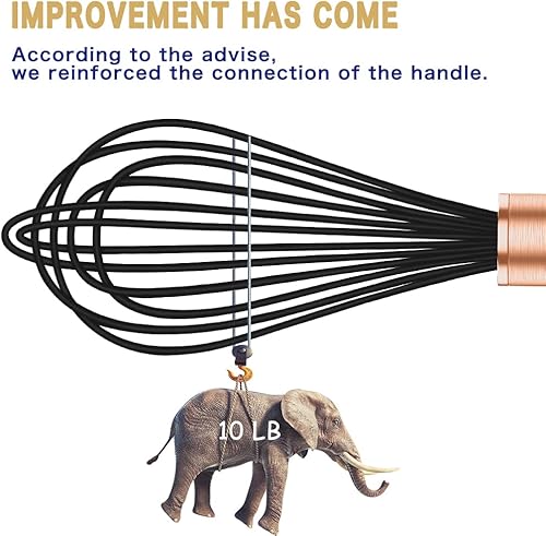 Miniatura 3 de OYV Batidor de goma, batidores profesionales de lujo para cocinar antiarañazos, acero inoxidable y silicona Wisk, herramienta de silicona para