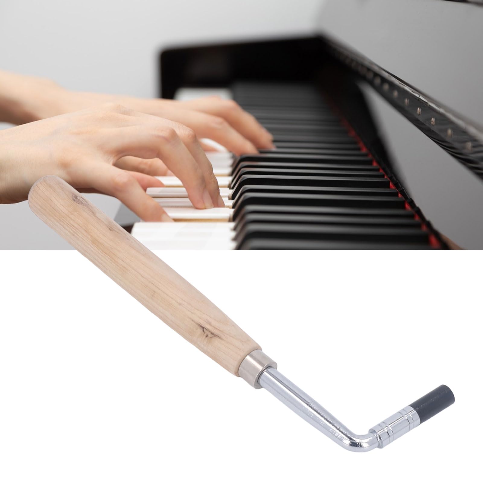 Afinador de piano en forma de L, llave para afinar piano, martillo afinador en forma de L, llave de afinación con mango de madera para reparación de instrumentos de cuerda,