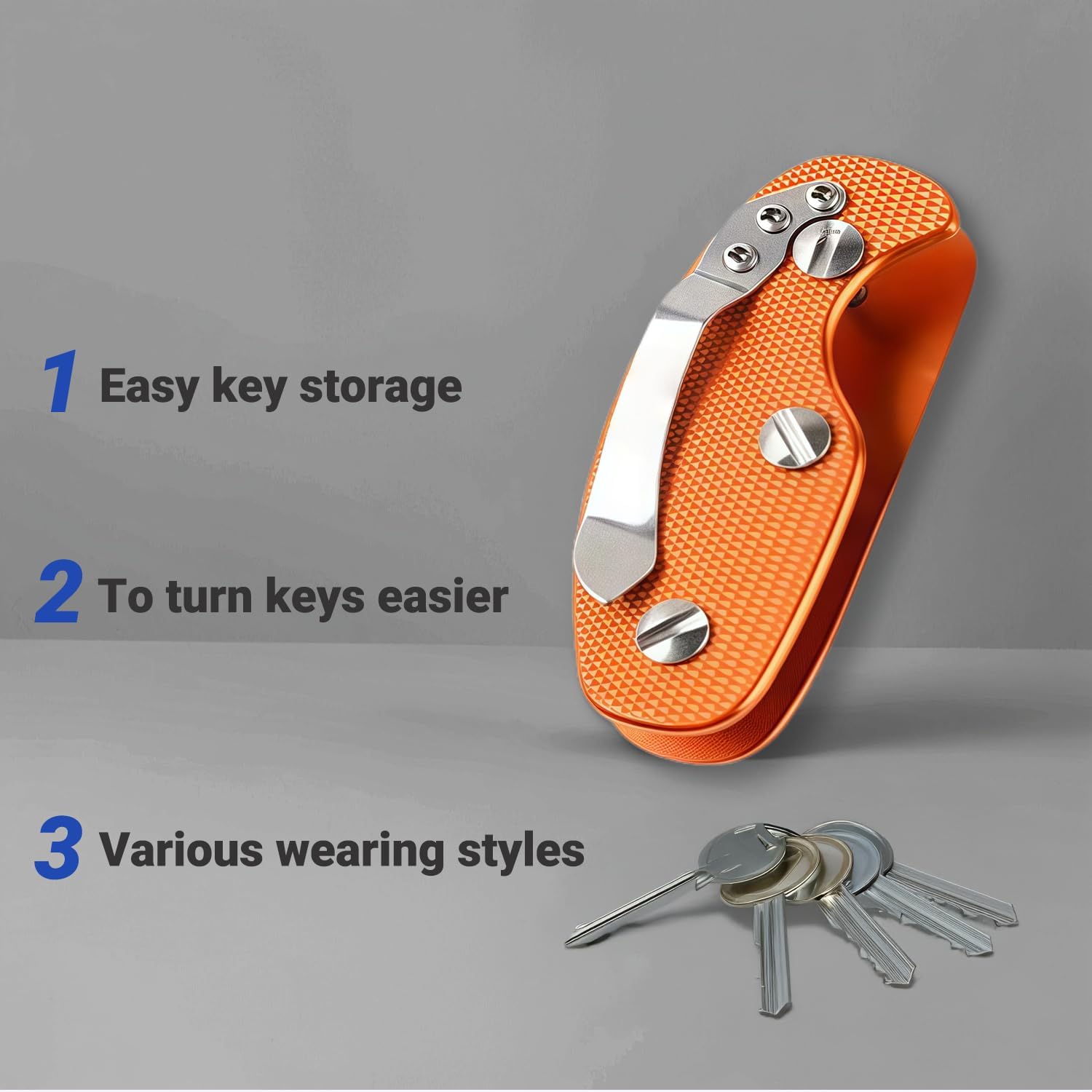 Key Turner Aid for People with Arthritis, FAMCHAINS Folding Key Organizer, Aluminum Keys Holder Keychain Accessories for Men, Door Opening Assistance with Grip Key Extender for Seniors image 4