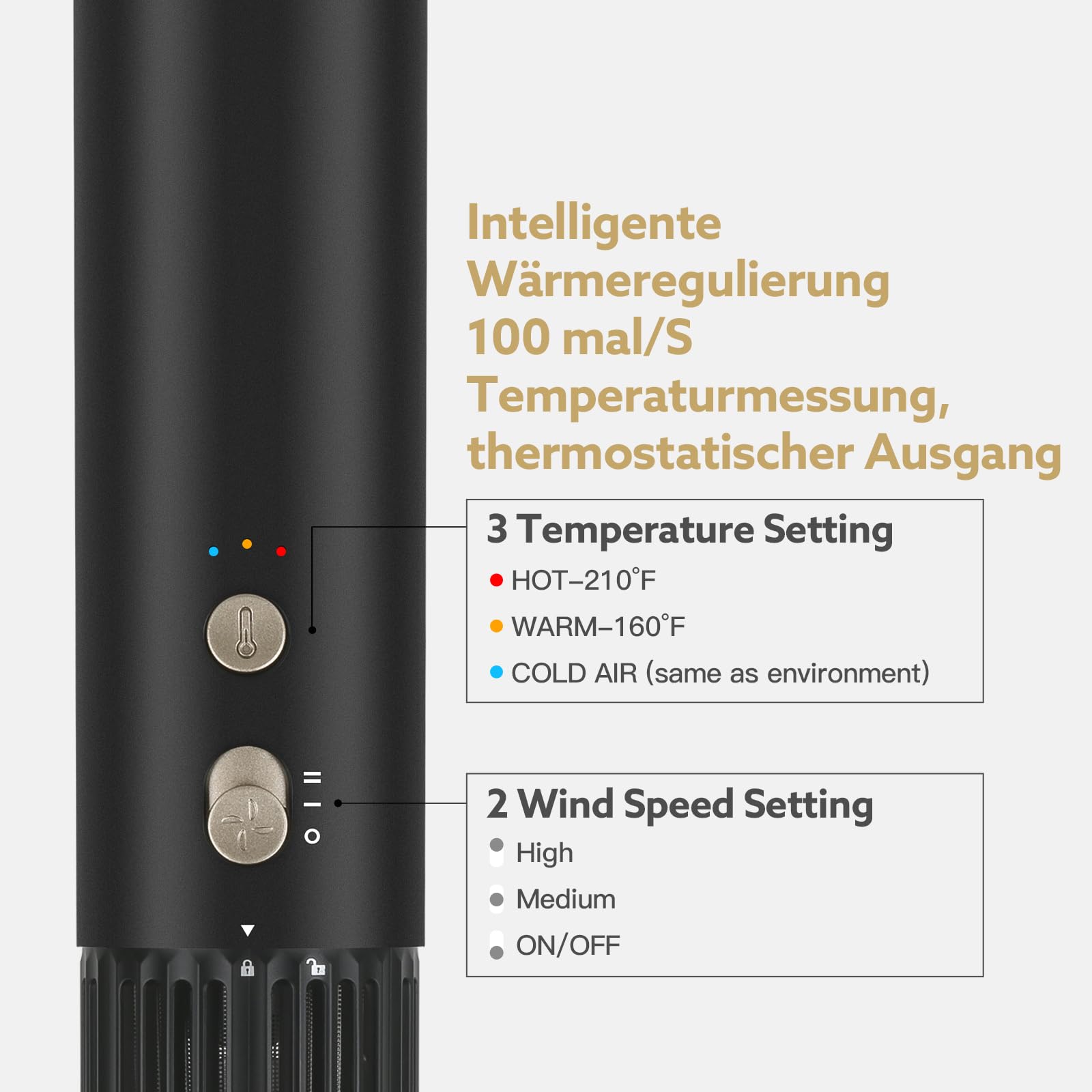 webeauty 6 in 1 Airstyler, Hochgeschwindigkeit Föhn mit Föhnbürste-Schwarz | 110,000U/Min,30M/S, Föhn mit Föhnbürste, Rundföhnbürste, Air Lockenstäbe, 500 Millionen Negative Ionen Hairstyler