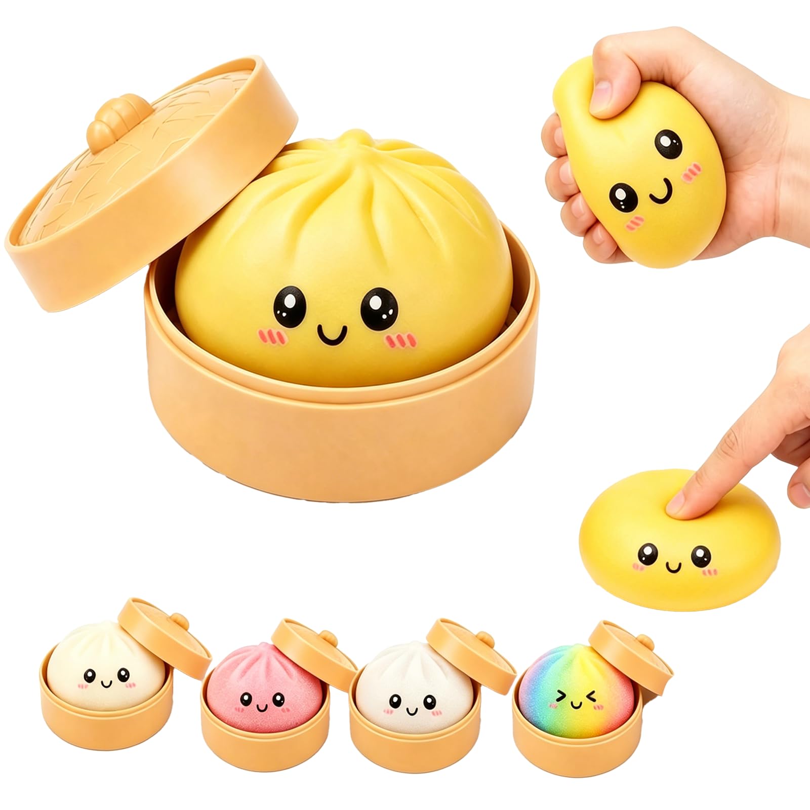 Style Dumpling Squishy, Oversized Giant Dumpling Squishy with Cute Design, Office Workers and Sensory Needs (Yellow)