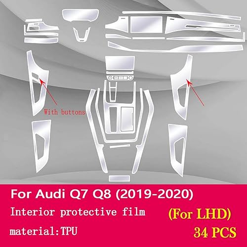 Miniatura 2 de JCAKES Película protectora transparente de TPU para consola central de automóvil, película de reparación antiarañazos, accesorios para Audi Q7 Q8