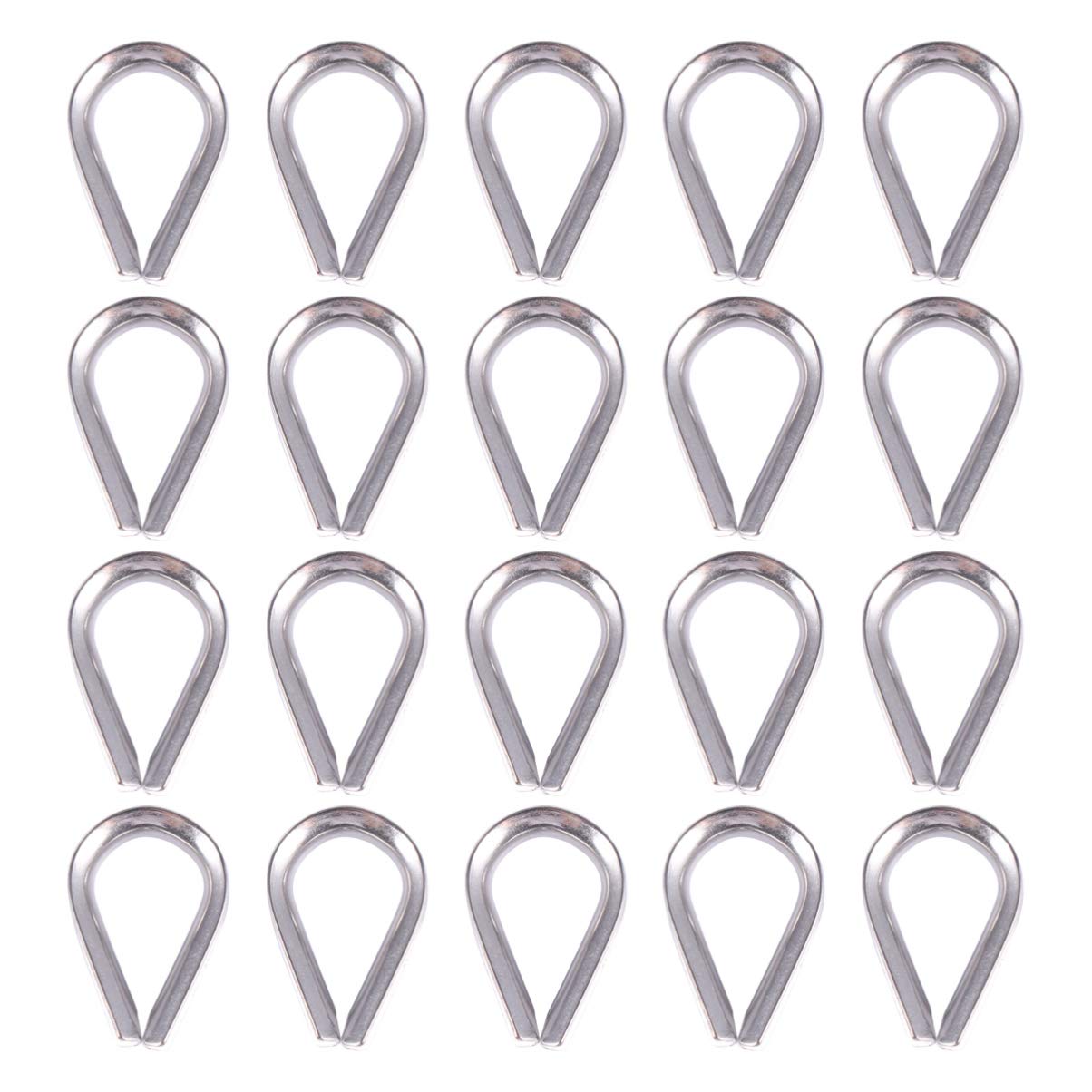 MUCKLILY 20pcs Rope Thimble Rigging Thimbles Thimble Eye Wire Rope Wire Rope Clamp and Thimble Kit Wire Rope Cable Clip Steel Wire Rope Clamps Wire Cable Thimble Steel Cable Thimble Silver