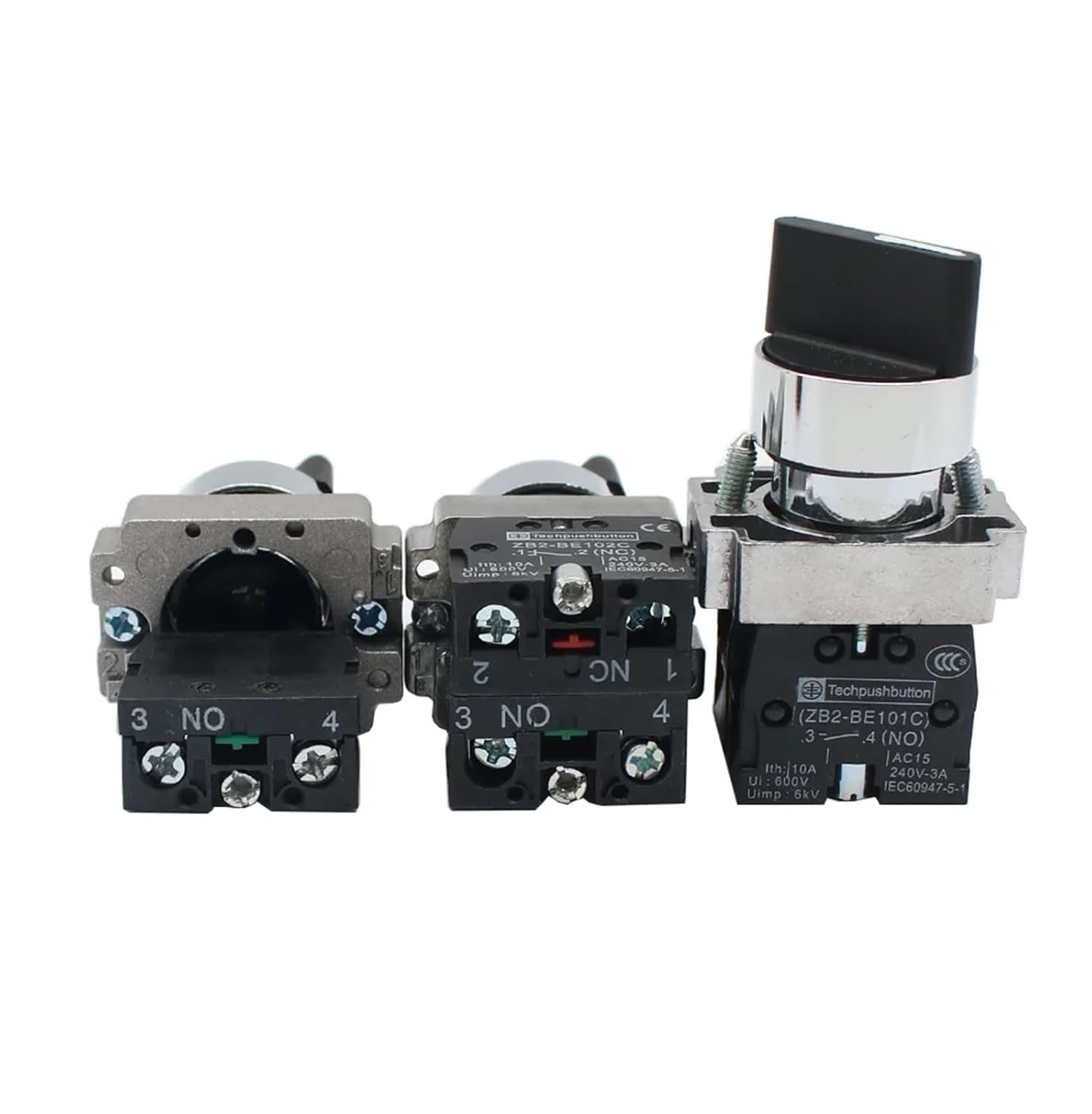 1PCS 22mm XB2-BD21 BD23 BD25 BD33 BD45 BD53 1NO/2NO/1NO1NC 2/3 Position Self Locking/self resetting selector Knob Switch(XB2-BD45)