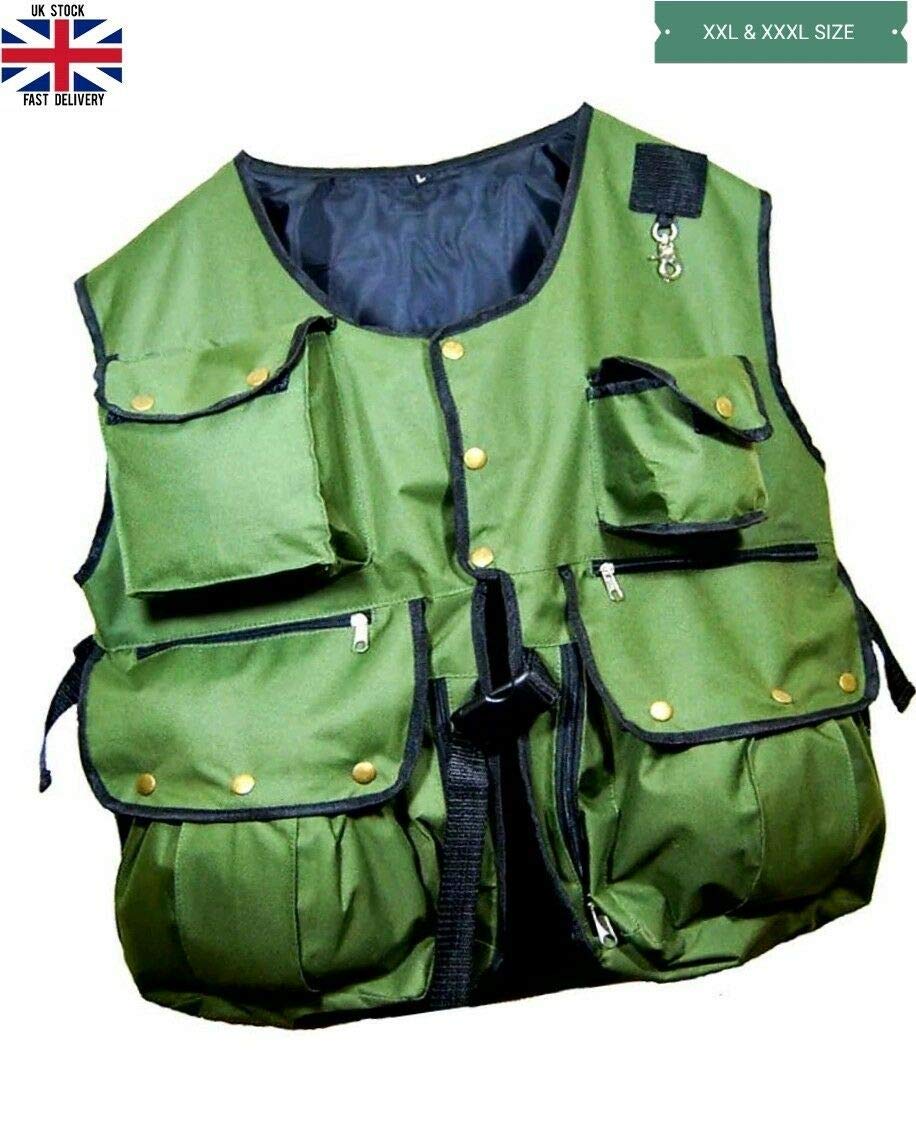 Chaleco cetrería y caza verde oliva ajustable ropa caza tallas grandes XXXL