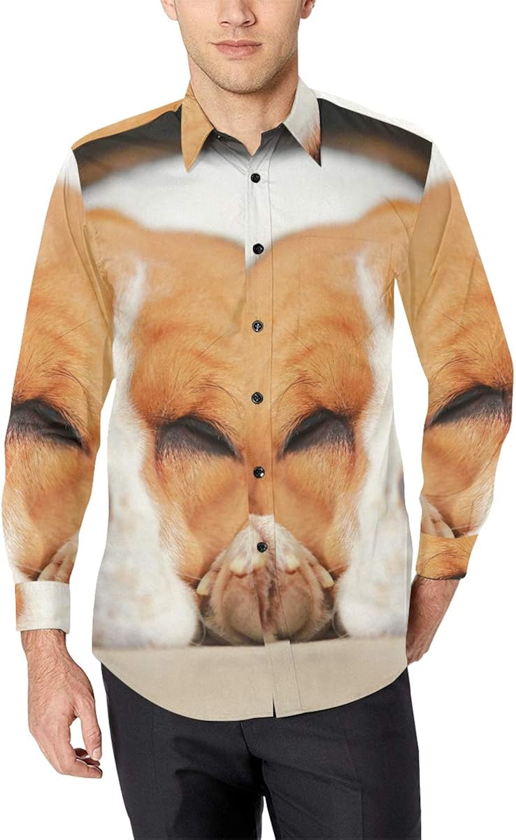 NA Fun Button Down Shirts for Men Lightweight Long Sleeve Shirt Beagle