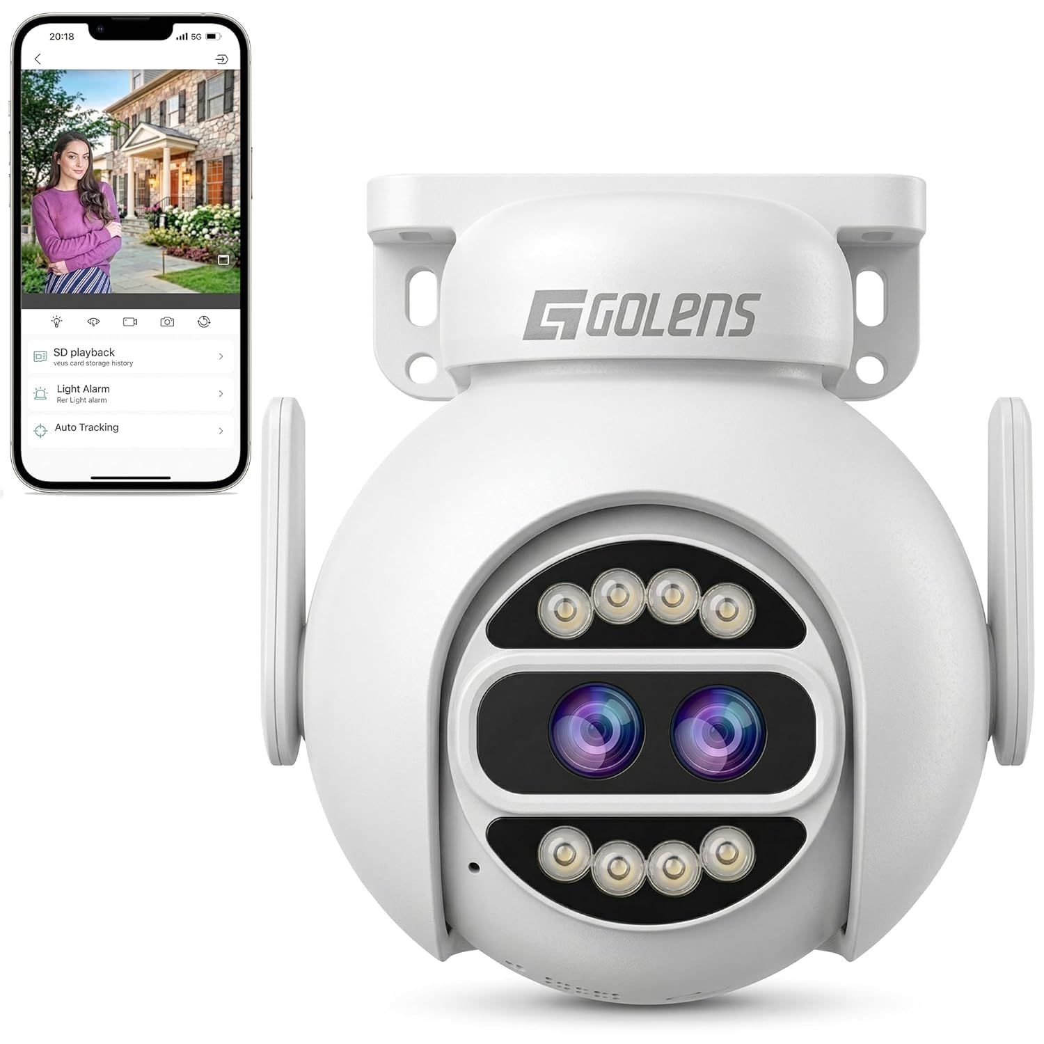 Golens WC21K 1080P WiFi Security Camera Outdoor, 355° Pan & 90° Tilt, AI Motion Detection, Color Night Vision, Two-Way Audio, Waterproof CCTV Camera-picture-19