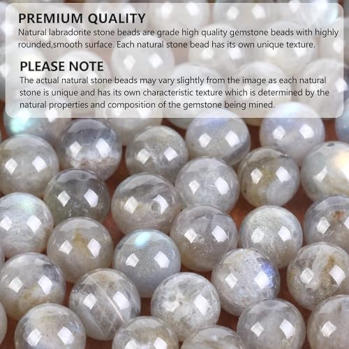 Miniatura 3 de AsVrai U 100 cuentas redondas sueltas de labradorita natural de 0.236 pulgadas para hacer joyas, collares, pulseras
