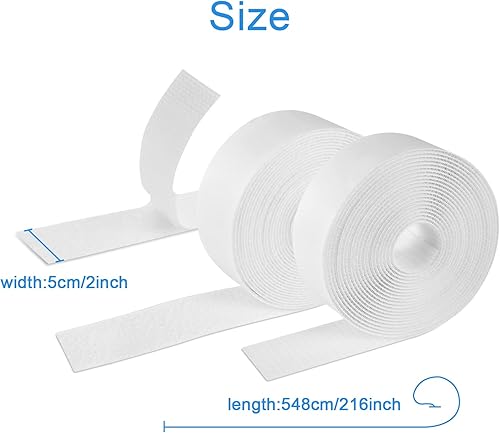 Miniatura 3 de Cinta autoadhesiva de gancho y bucle, cinta adhesiva resistente para el hogar, oficina, escuela, automóvil y organización de manualidades (18 pies x