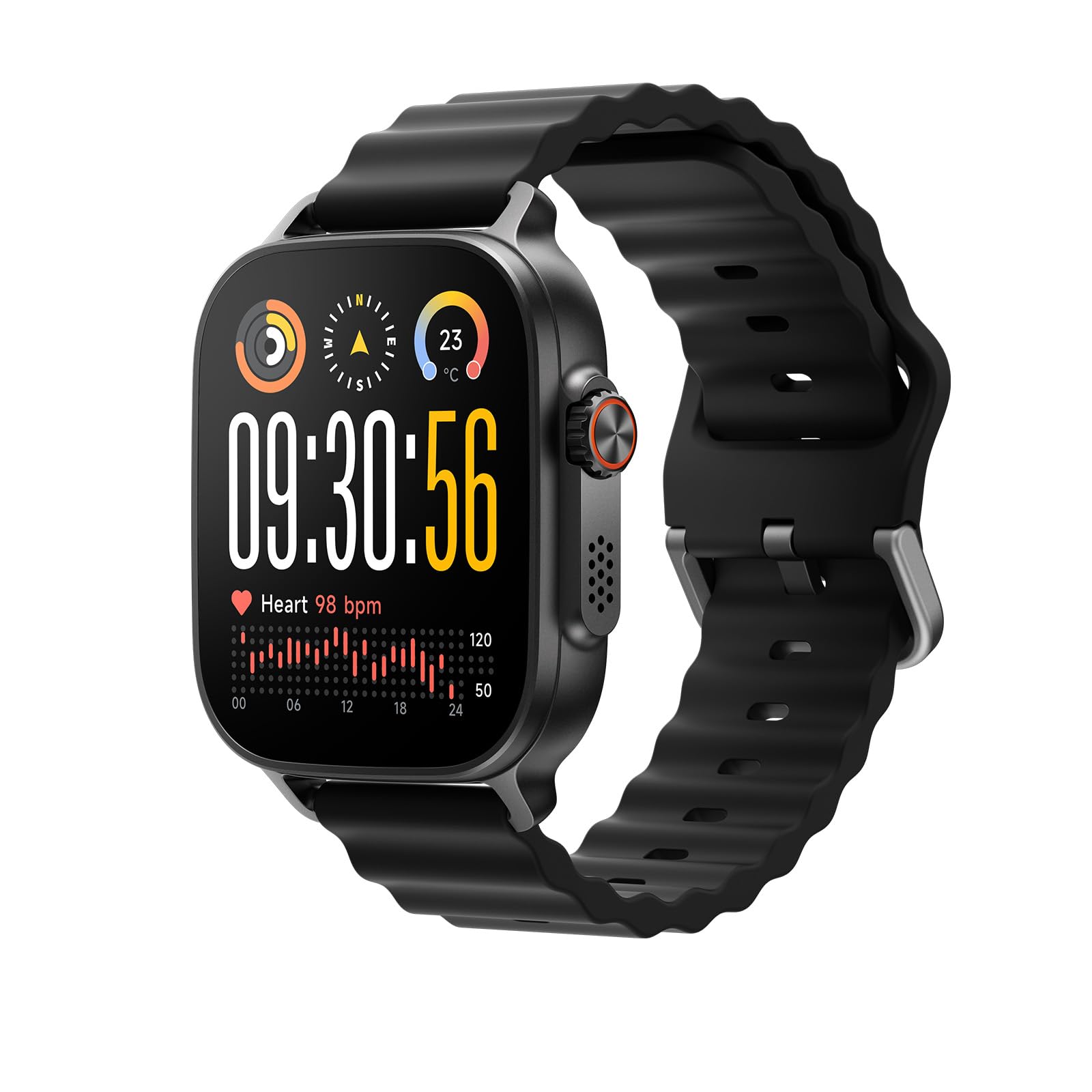 realme Watch 5, Smartwatch z ekranem AMOLED 1,97", połączenia Bluetooth, autonomia 14 dni, wodoodporność IP68, krokomierz/czujnik tętna/monitor snu, ponad 110 trybów fitness, NFC, GPS, Czarny