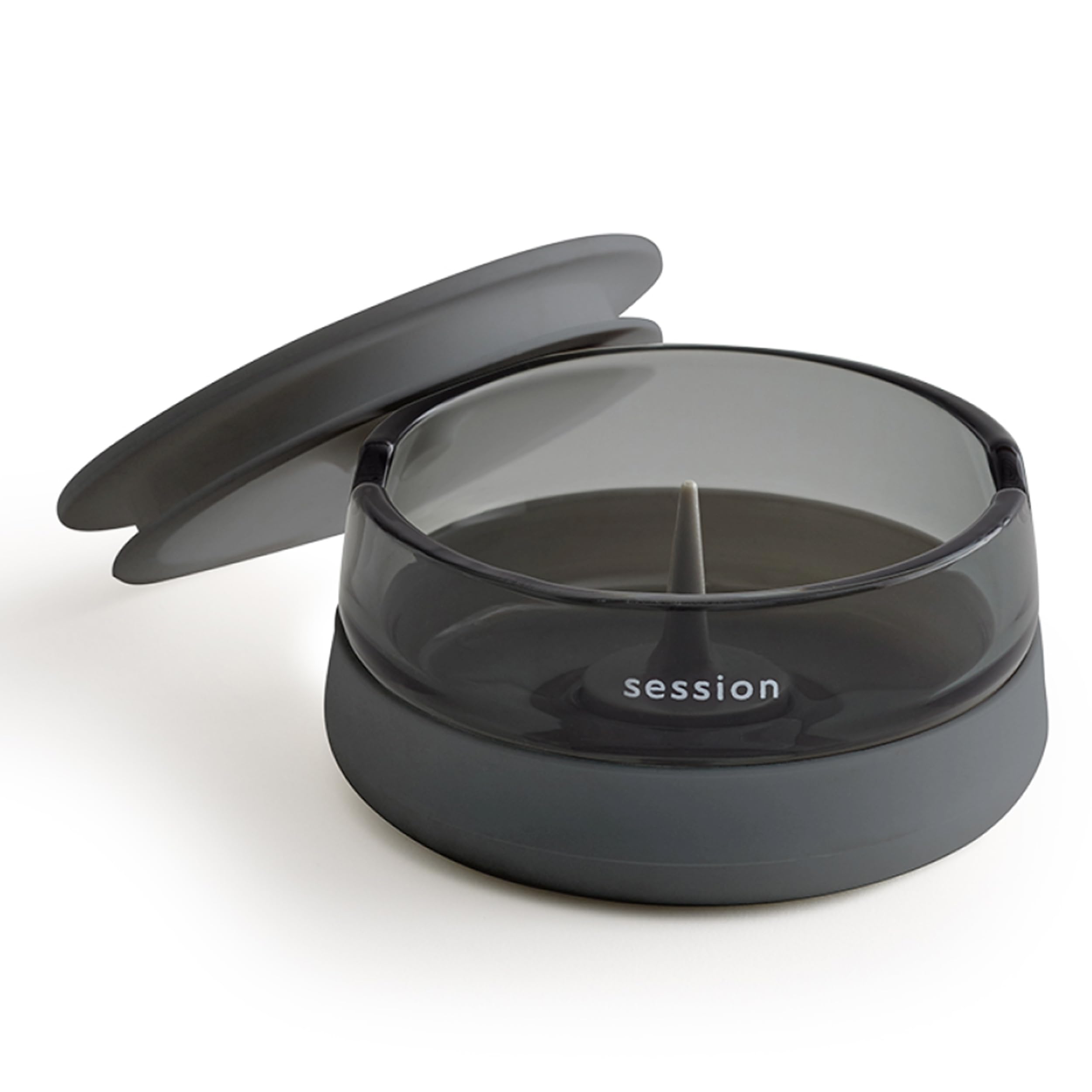 Session Goods Ashtray with Silicone Lid - Outdoor Ashtray with Replaceable Design Made with Premium Borosilicate Glass Material, Portable and Easy to Clean - Ideal for Indoor & Outdoor