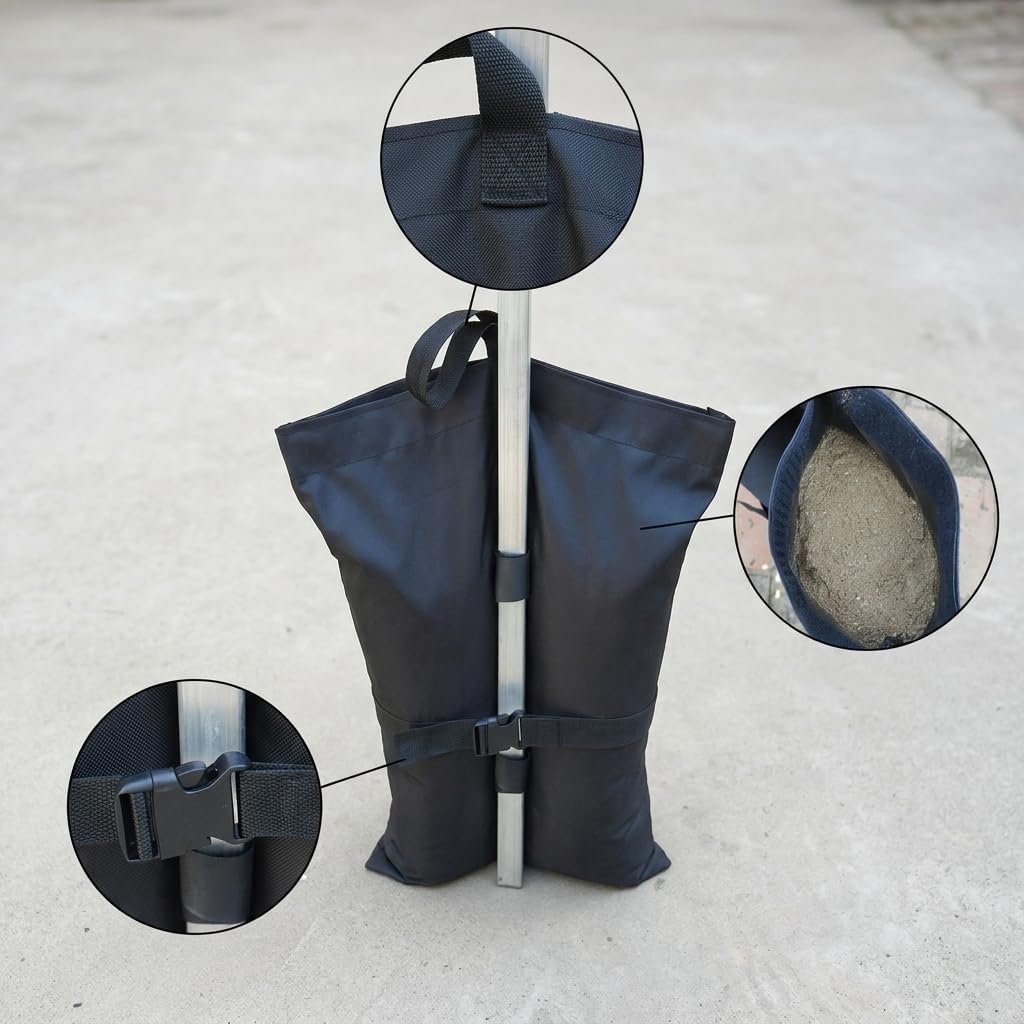 para Carpas y Cenadores, Bolsa para Toldo y Sombrilla, para Mercado, Saco de Arena de fijación para Tienda de campaña, tamaño Grande, Doble Tubo, Capacidad para 22.5 kg, 4 Unidades