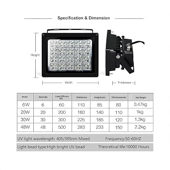 365/395/405nm UV Curing LightMixed Spectrum & Adjustable Spotlight for Post-Processing of SLA/DLP/LCD Resin 3D Printer Models, Shoe Icing,UV Epoxy Art & DIY Projects