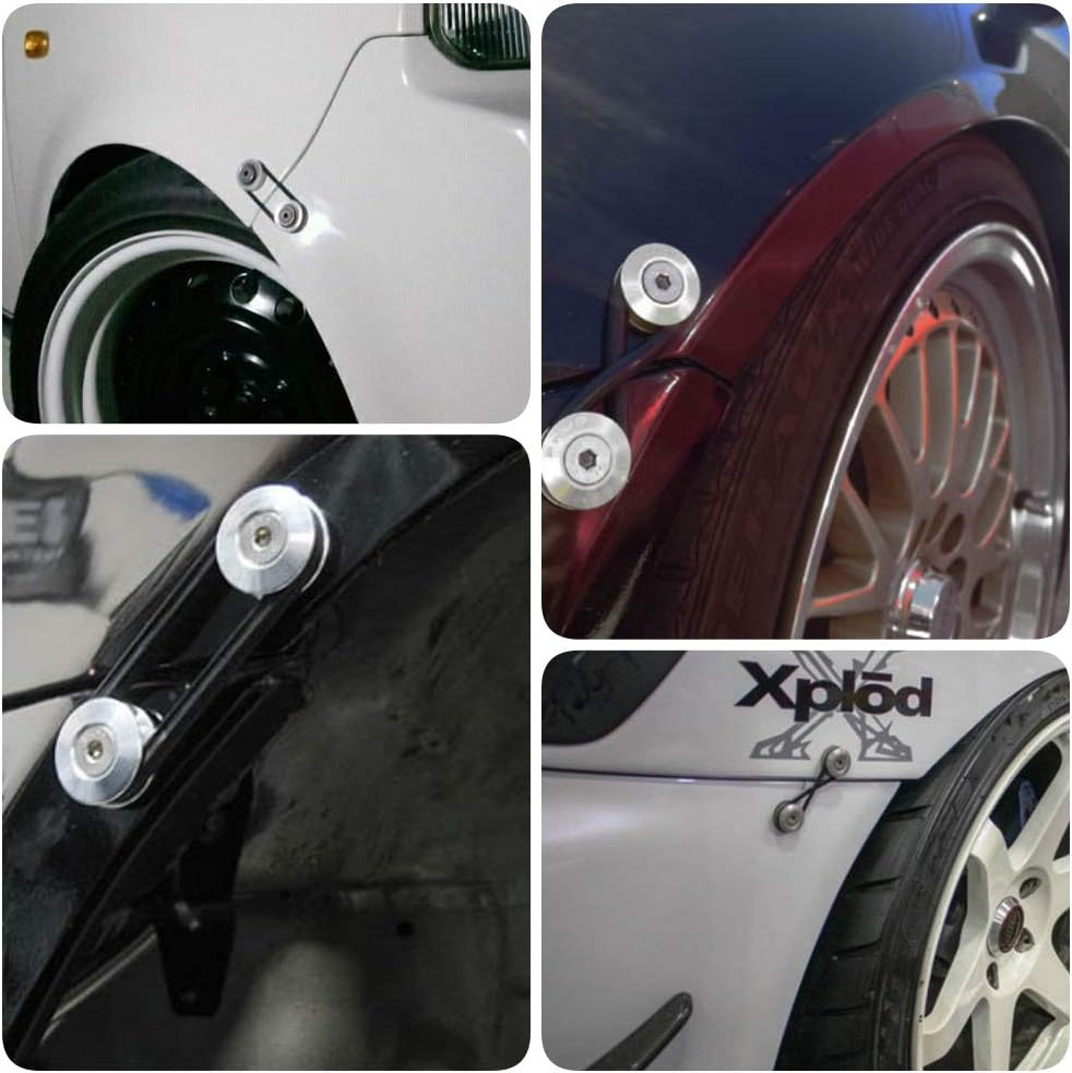 iJDMTOY Universal Fit Silver Finish JDM Quick Release Fastener Kit Compatible With Car Bumper Trunk Fender Hatch Lid