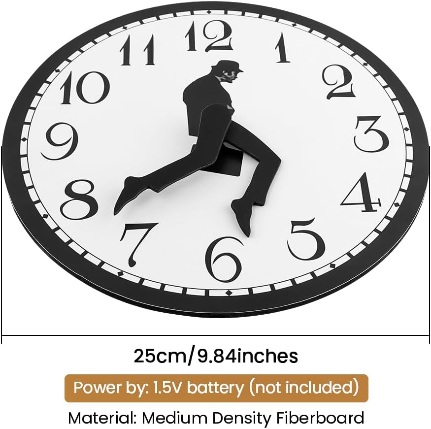 Silly Walk Wall Clock, Round Silent Wall Clocks Modern Funny Walking Silent Clock for Dining Room, Bedroom, Home, Office Decoration(Color:Black)