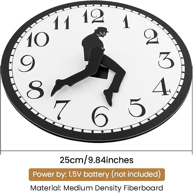 Reloj de pared Silly Walk analógico silencioso negro miniatura 3