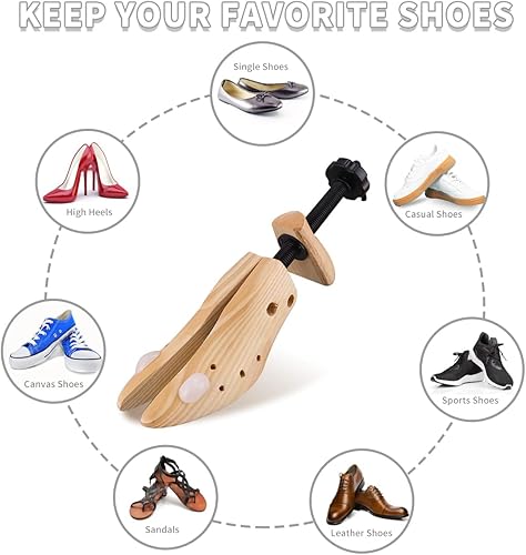 Miniatura 6 de XYH Camilla de zapatos, par de camilla de zapatos de madera para mujeres y hombres, ajustable en longitud y ancho.