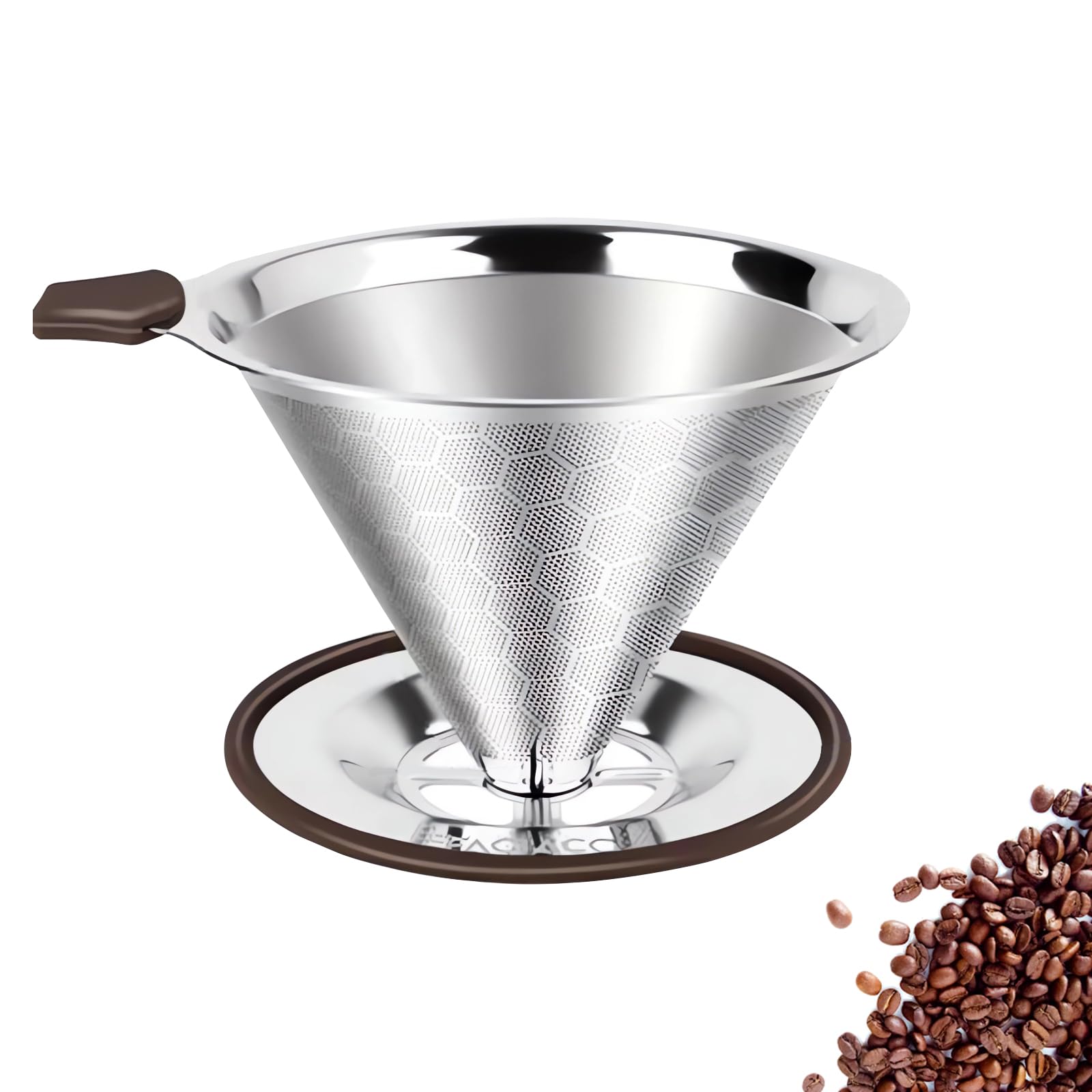 Pour Over Coffee Dripper,Stainless Steel Coffee Filter, Pour Over Maker Double Micro Mesh, Reusable Coffee Strainer