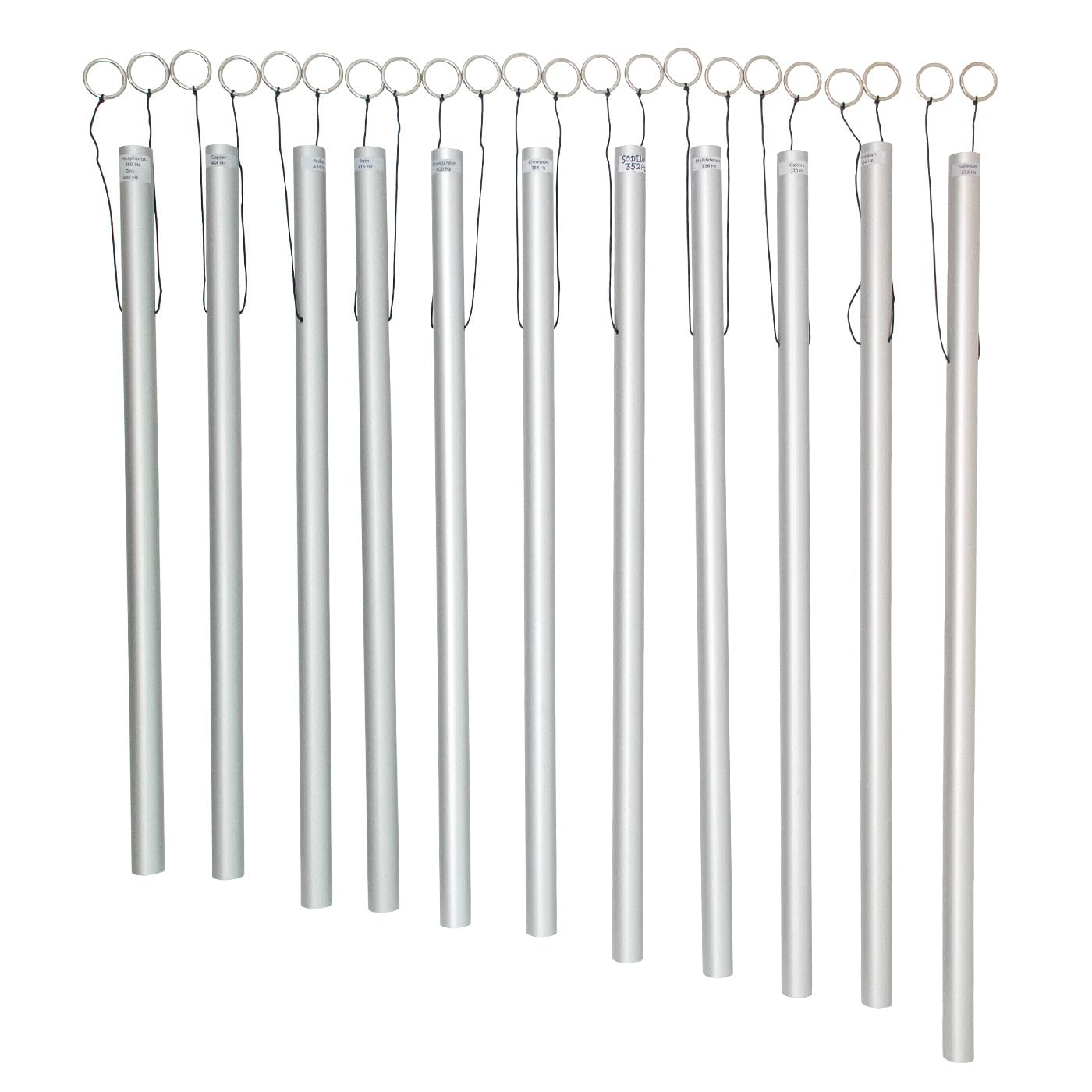 Set of 11 Mineral Nutrient Tuned Healing Chimes - Includes 11 Chimes & Mallet/Tuned to Represent the 11 Mineral Elements in the Human Body
