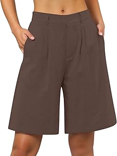 Pantalones cortos de mujer para verano, informal, hasta la rodilla, ropa de playa, elegante, cintura alta, ajuste holgado cómodo con bolsillos