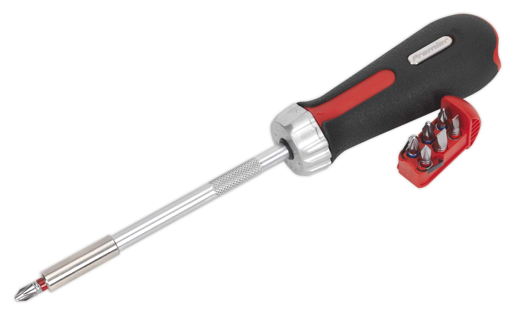 Sealey Platinum Series Fine Tooth Ratchet Screwdriver And 7 Piece Bit Set