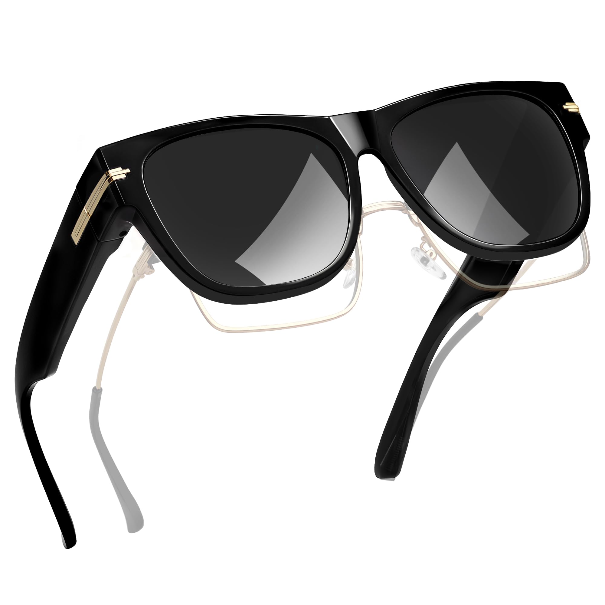 Joopin Surlunettes de Soleil Polarisées pour Femme et Homme, Lunettes de Soleil Superposable avec Monture Carrée TR90 pour Conduite UV400