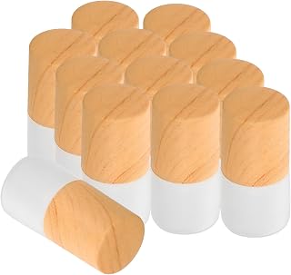 Zerodeko 20pcs Mini Refillable Glass Perfume Bottles with Wood Grain Caps and Steel Rollers Empty Essential Oil Roller Bottles for Travel Aromatherapy Fragrance Sample Vials