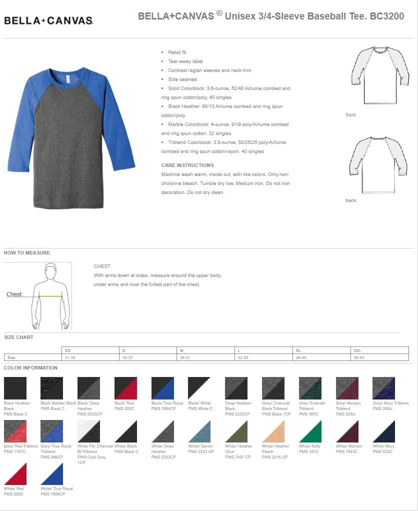 INK STITCH Custom Unisex Deisgn Your Own 3/4 Sleeve Baseball Tshirts Tees - Image 3