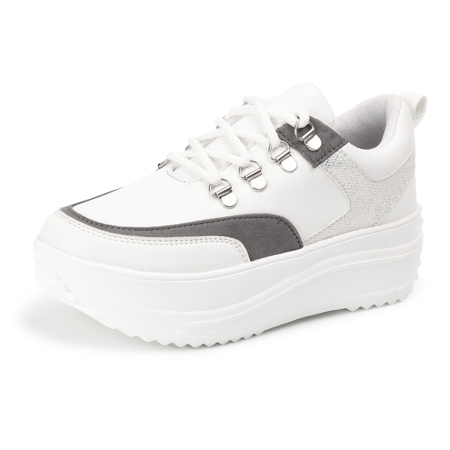 Vendoz Women Casual White Grey Shoes High Heels Sneakers (B0CWYCZRHC) Amazon Price History, Amazon Price Tracker