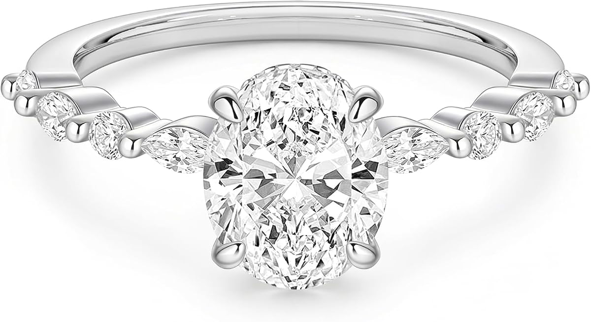 Travel Engagement Rings for Women Oval Cut Wedding Bandg Size 4-10