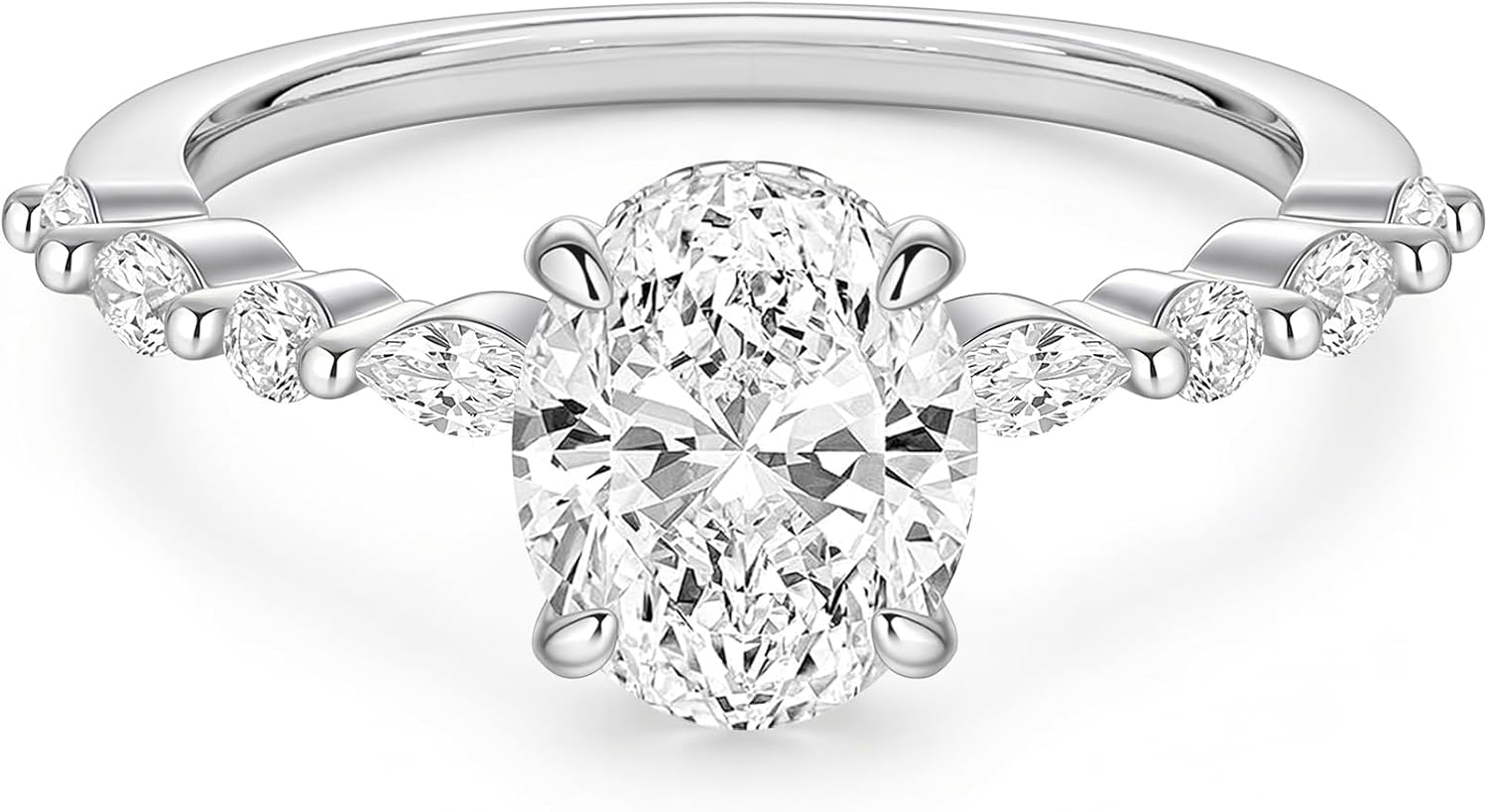 EAMTI Travel Engagement Rings for Women Oval Cut Wedding Bandg Size 4-10