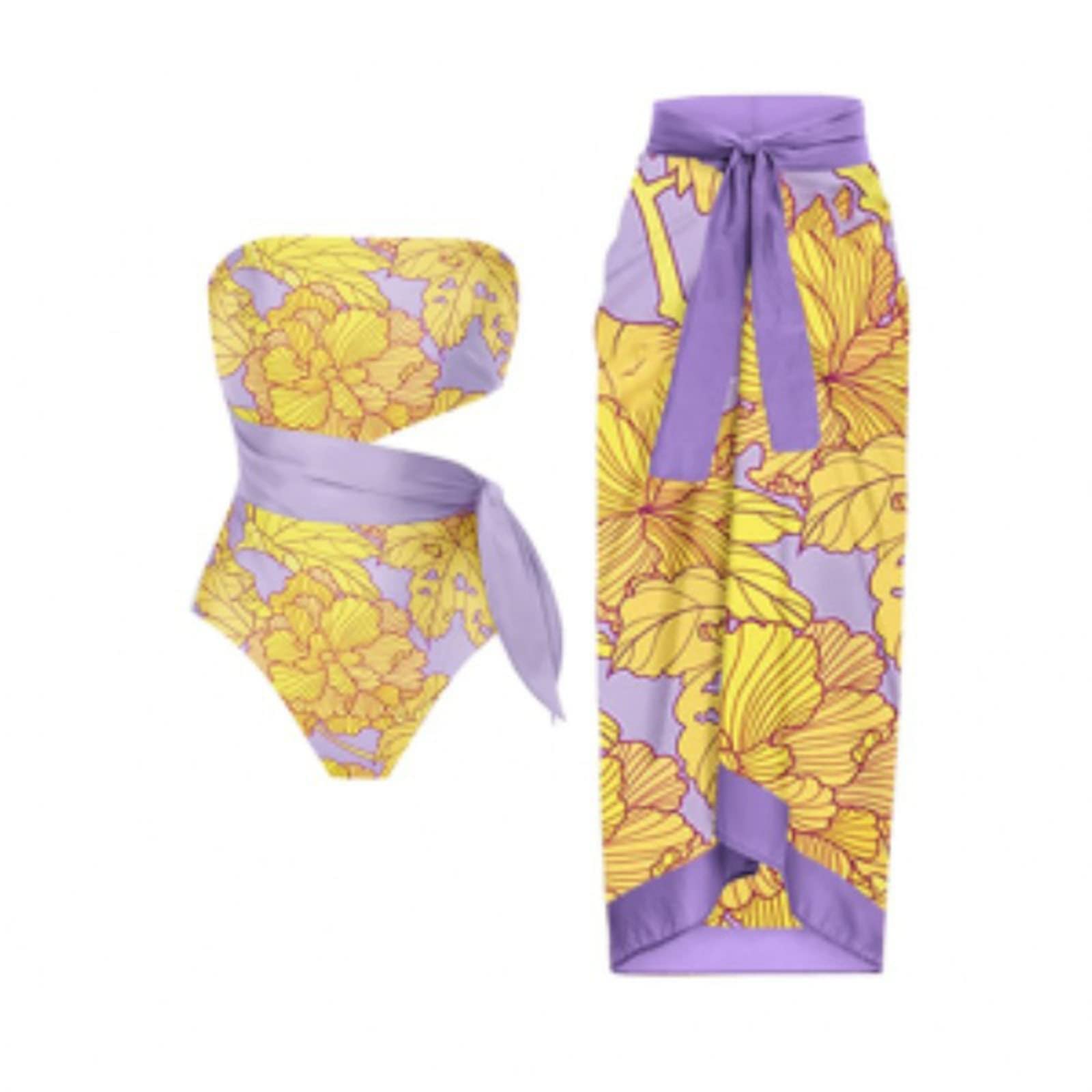 Genérico Bañador Mujer Una Pieza, Bañador De Mujer, Conjunto De Blusa De Traje De Baño Sexy con Cinturón De Estilo Nacional para Mujer