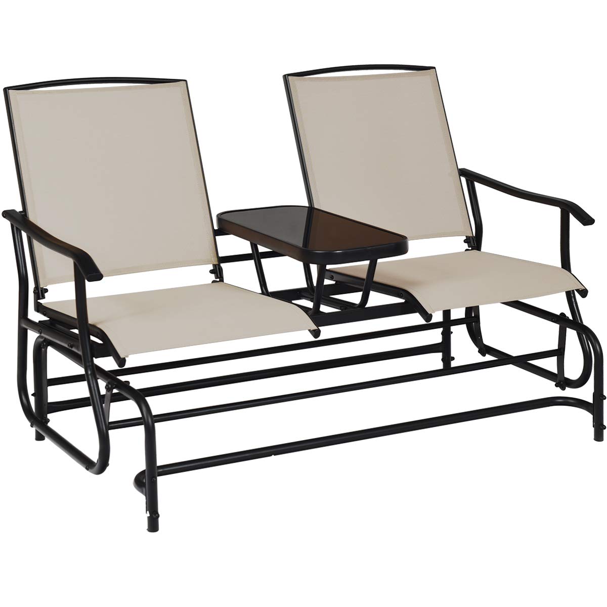 Buy Giantex Patio Bench Glider Chair with Metal Frame, Center Tempered