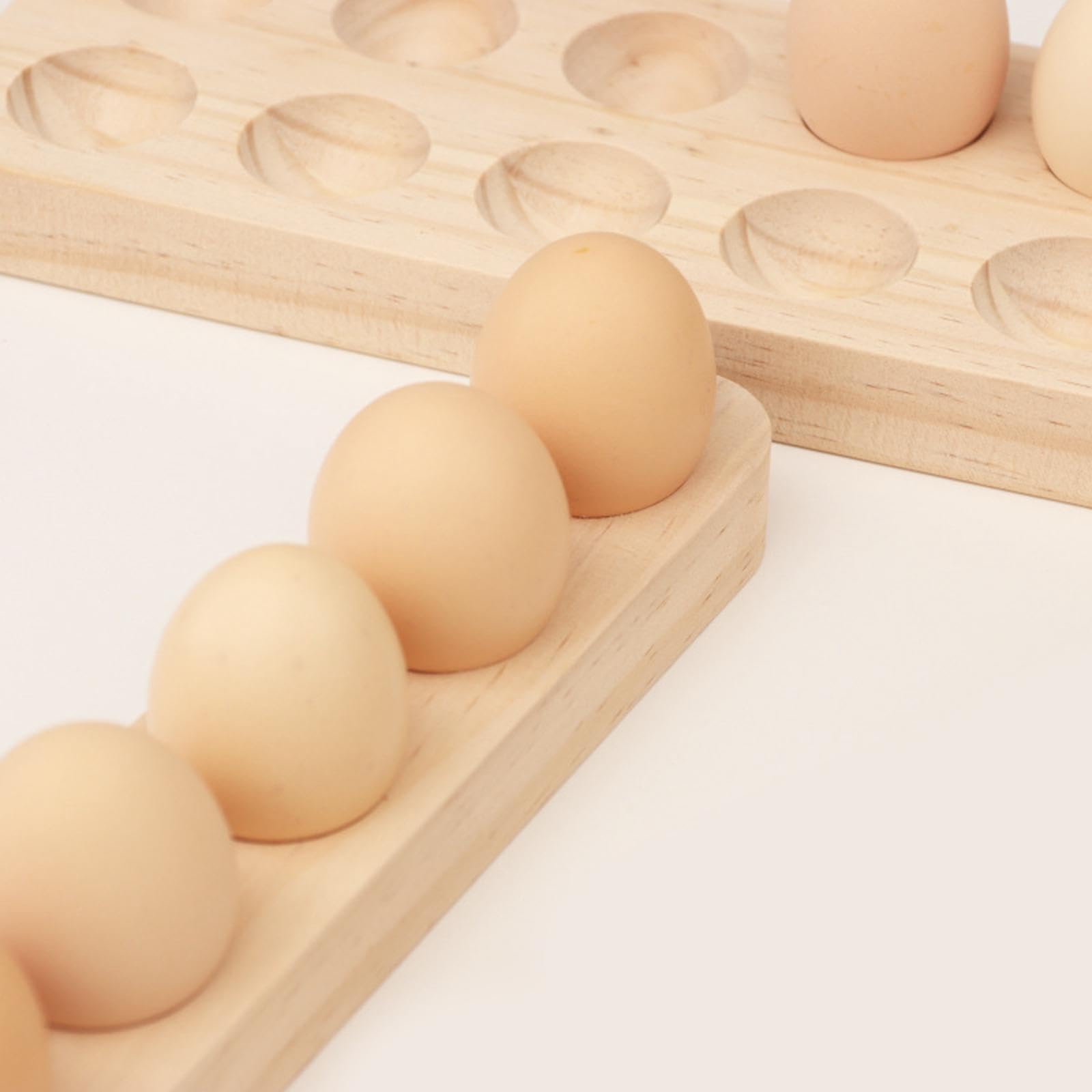 ?????? Wood Egg Holder Egg Organizer Rack Wooden Multipurpose Egg Container Egg Storage Tray for Cabinet Fridge Restaurant Tabletop, 4 grid